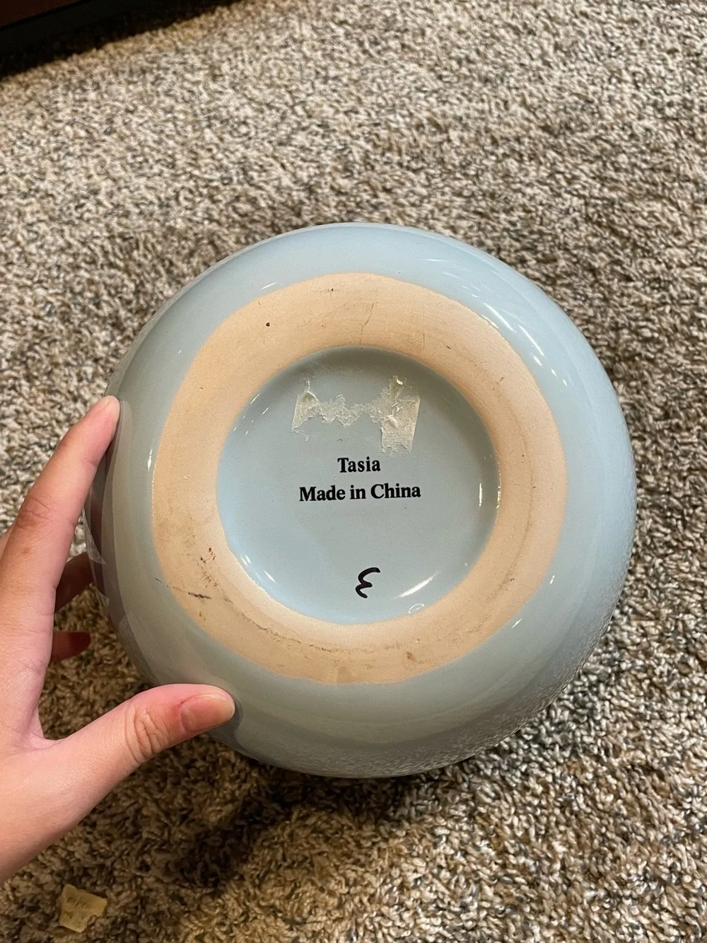 Light Blue Round Ceramic Vase